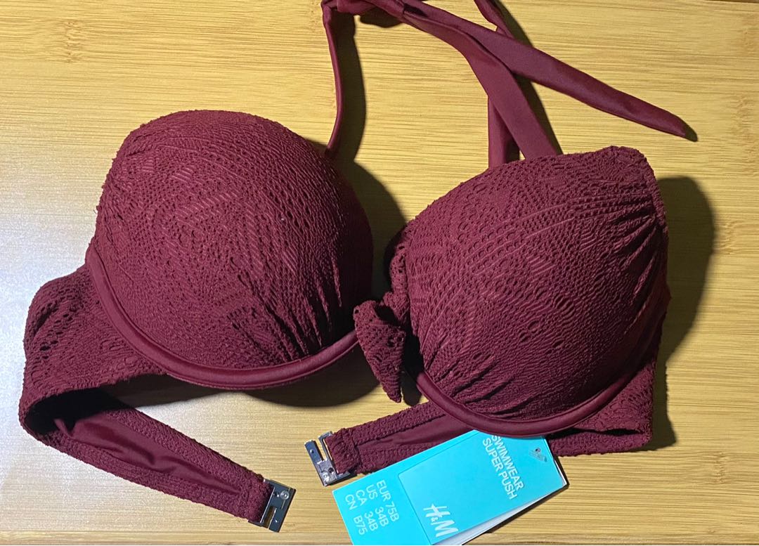 H&M maroon top bikini (wired), Women's Fashion, Swimwear, Bikinis