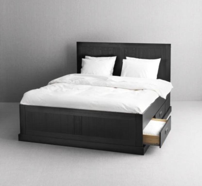 ikea fjell bed queen size furniture home living furniture bed frames mattresses on carousell
