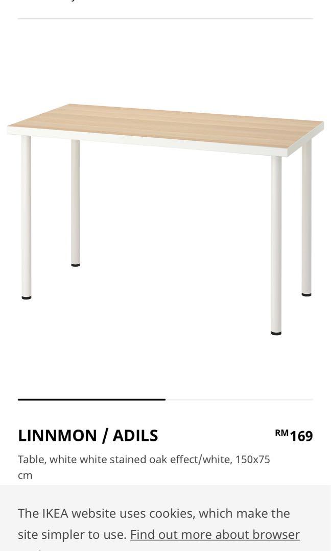 IKEA Study Table ( LINNMON / ADILS), Furniture & Home Living, Furniture