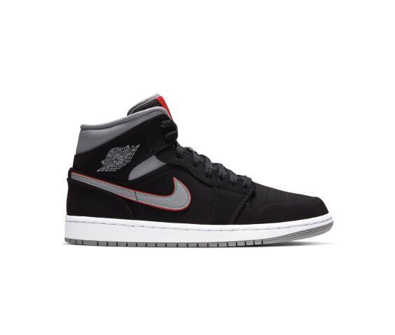Air jordan 1 mid black cheap particle grey gym red