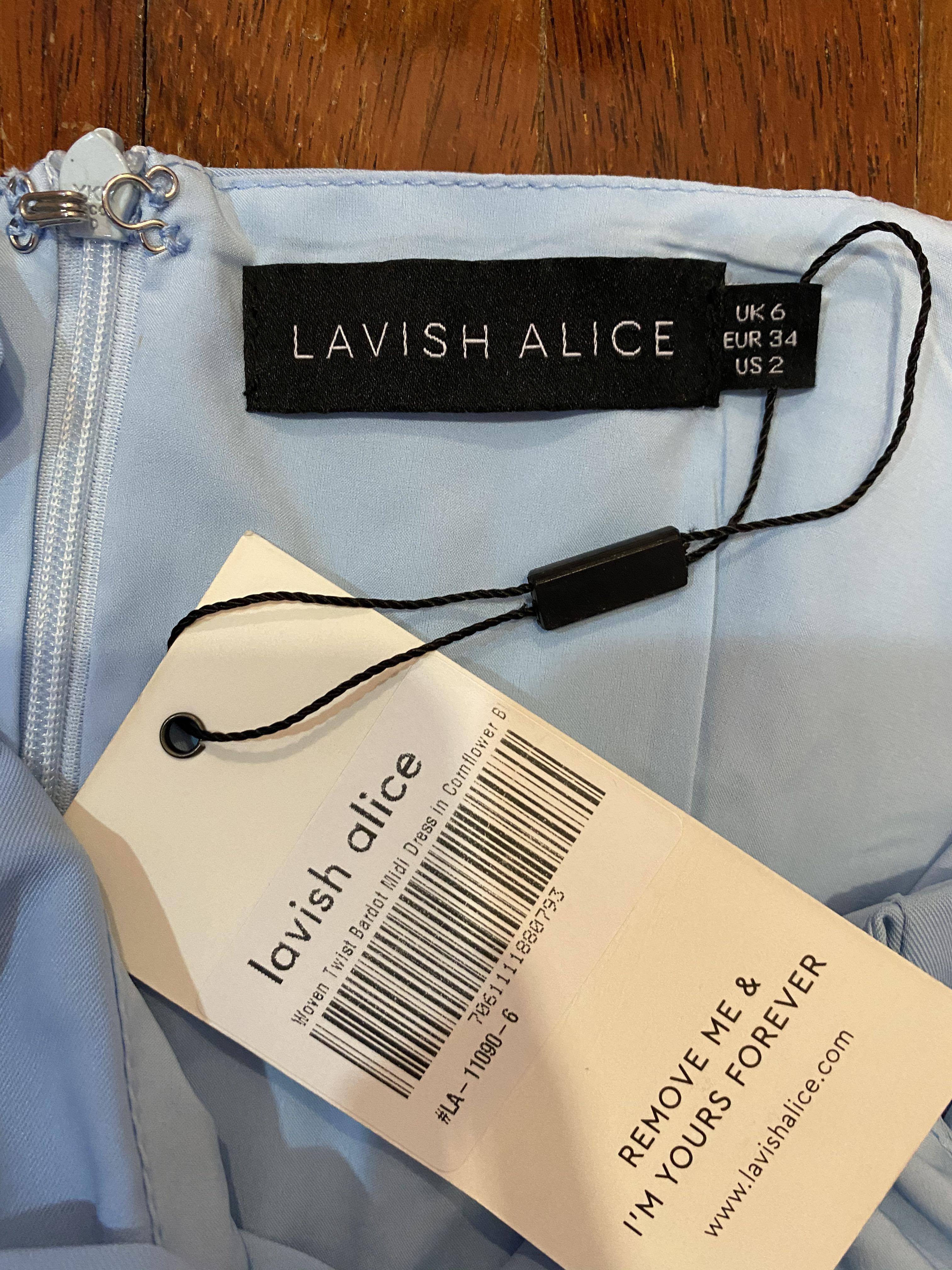 Lavish Alice Baby Blue Bardot Wrap Off Shoulder Dress