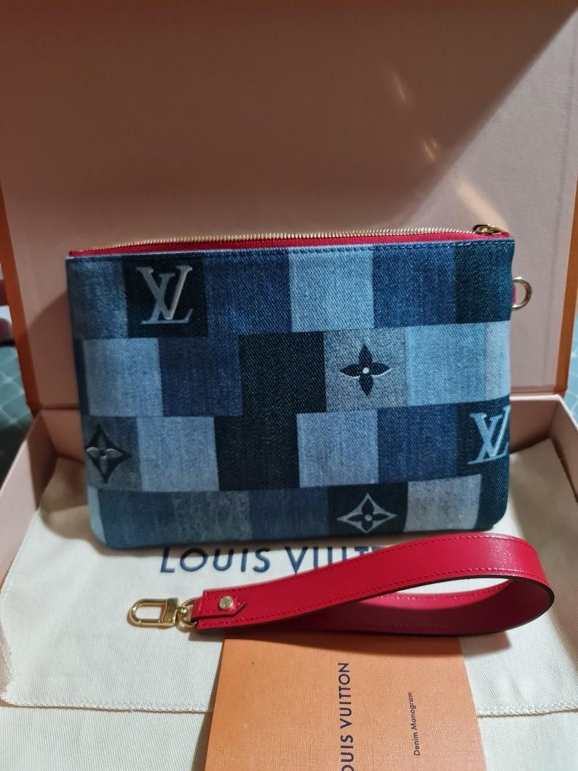 Authentic Louis Vuitton Damier Azur City Pouch Wristlet Clutch
