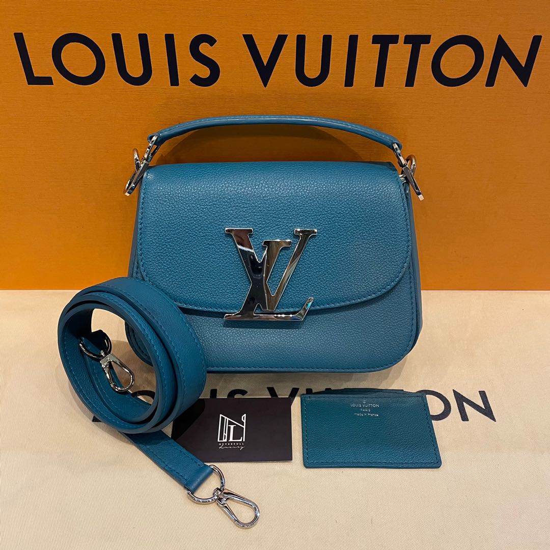 LOUIS VUITTON Vivienne NM Grained Calfskin Leather Shoulder Bag Blue