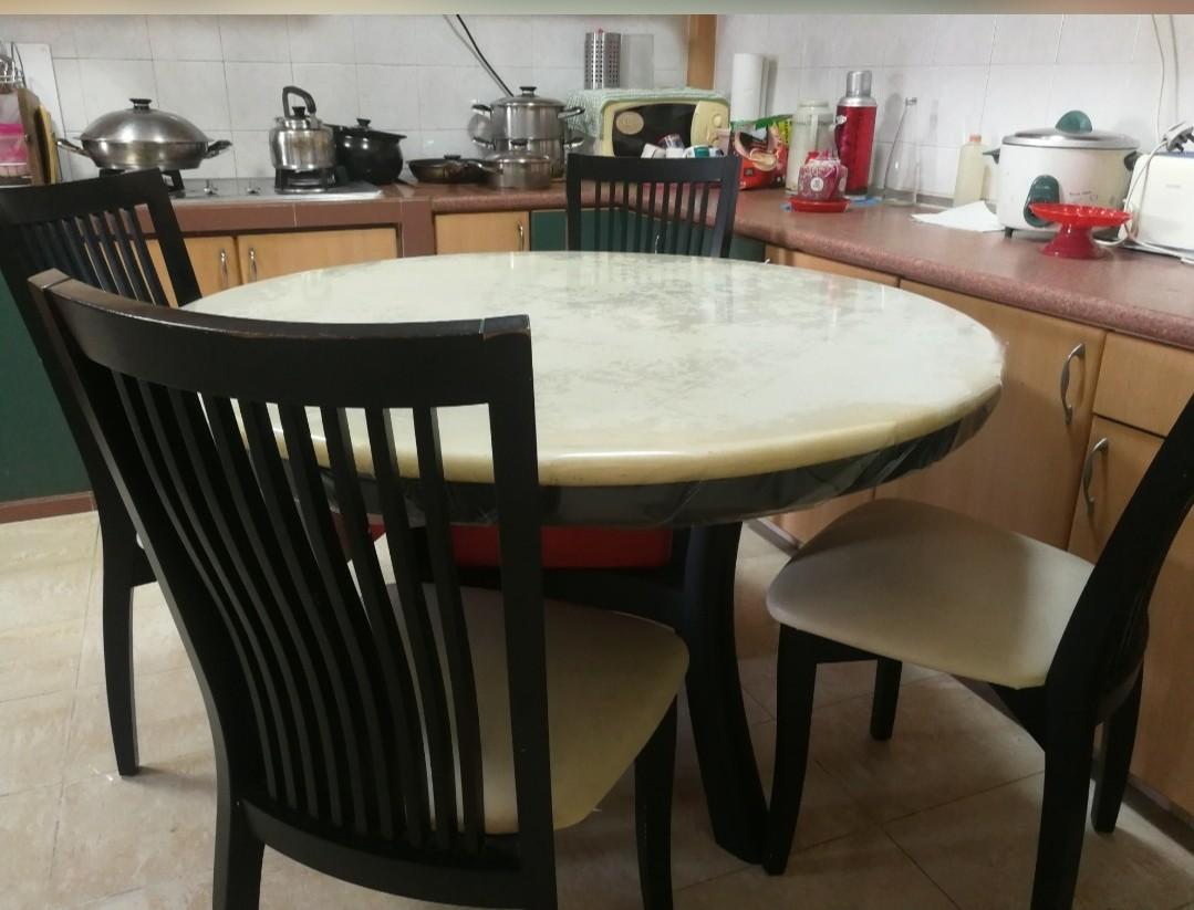 Marble dining table set, Furniture & Home Living, Furniture, Tables & Sets on Carousell