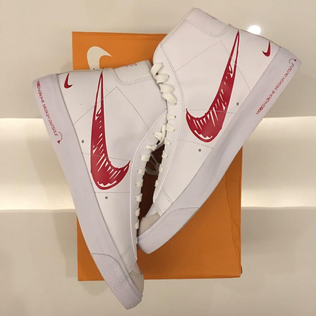 Nike Blazer Mid Red Sketch Men s Fashion Footwear Sneakers on