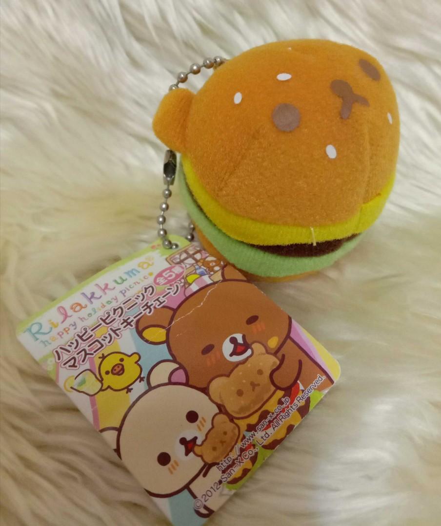 Original Rilakkuma burger keychain Soft toys Stuffed Toys