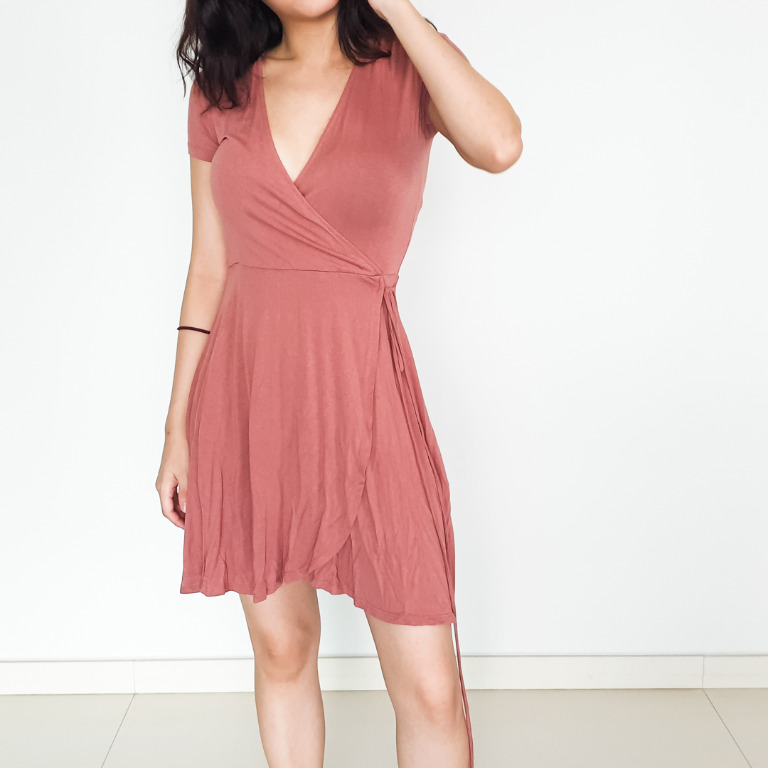 Peach wrap dress Clearance