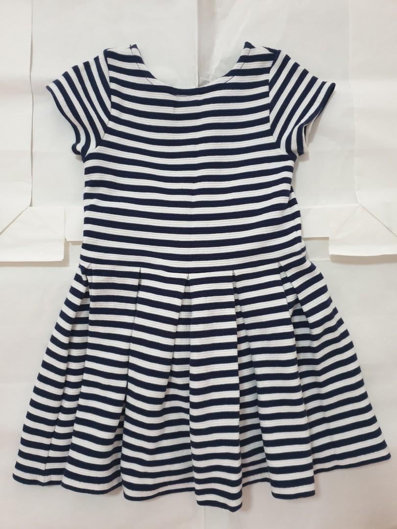 Girls blue and white striped dress sale