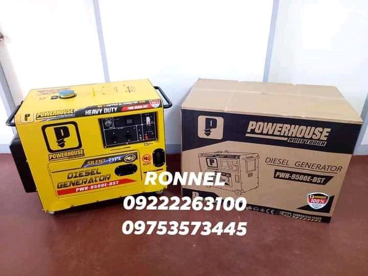 POWERHOUSE USA Diesel Silent Type Generator (Category: Looking For) located in Valenzuela. Submitted by ronnelpowertools (Listing ID 1046106840, Image 1). Description: Price - 65k DR POWERHOUSE USA Diesel Silent Type Generator - PWH-9500E-DST Model: PWH-9500E-DST Engine: Diesel Type: Silent Enclosure Voltage Regulator: AVR Type: 100% copper wire Phase: Single Frequency: 60Hz Max. AC Output: 8.0kva Rated AC Output: 7kva Rated AC Voltage: 220v Powe