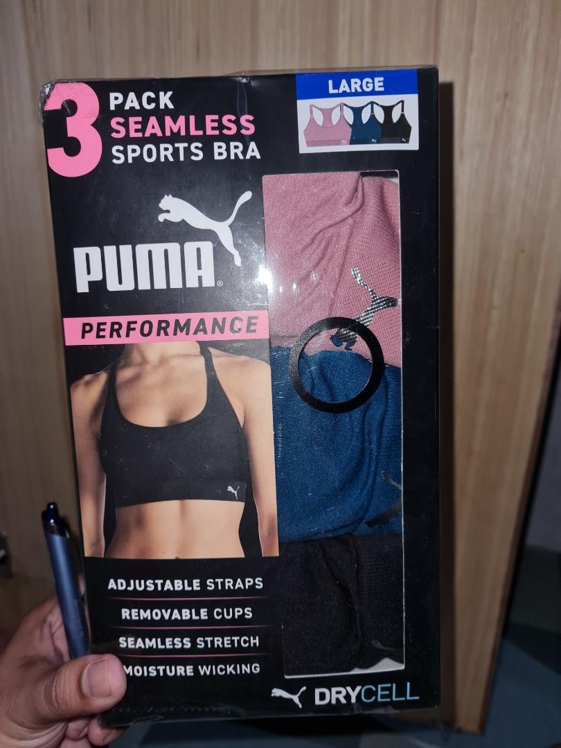 Puma 3-Pack Seamleas Sports Bra (Large), Men's Fashion, Activewear