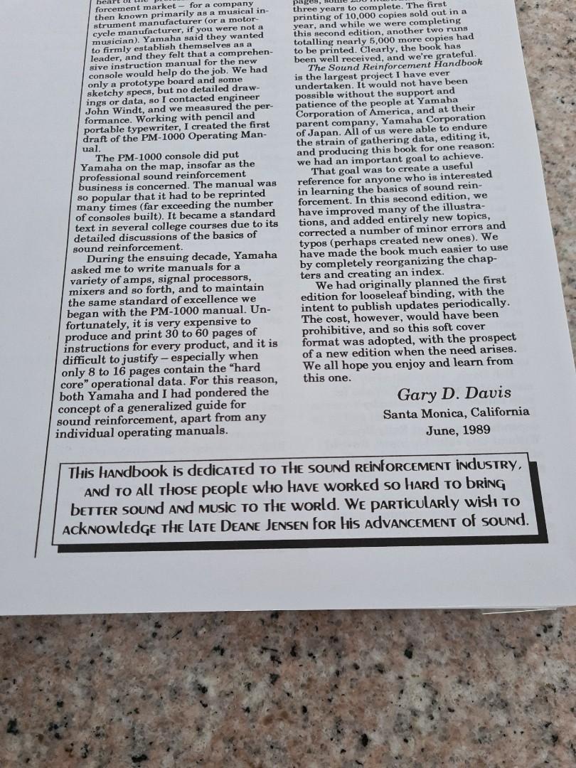 Sound Reinforcement Handbook Yamaha, Hobbies & Toys, Books & Magazines