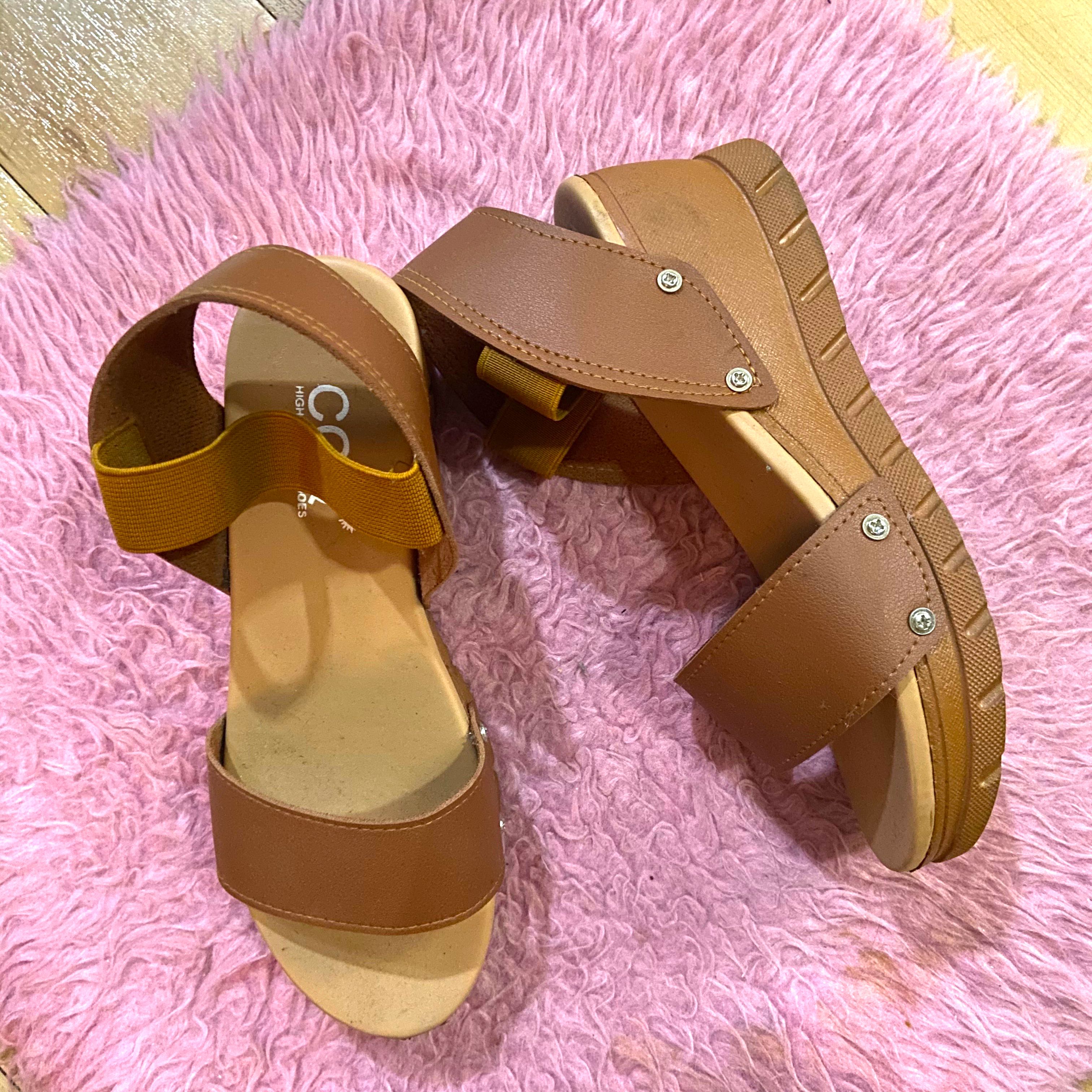 tan platform heels