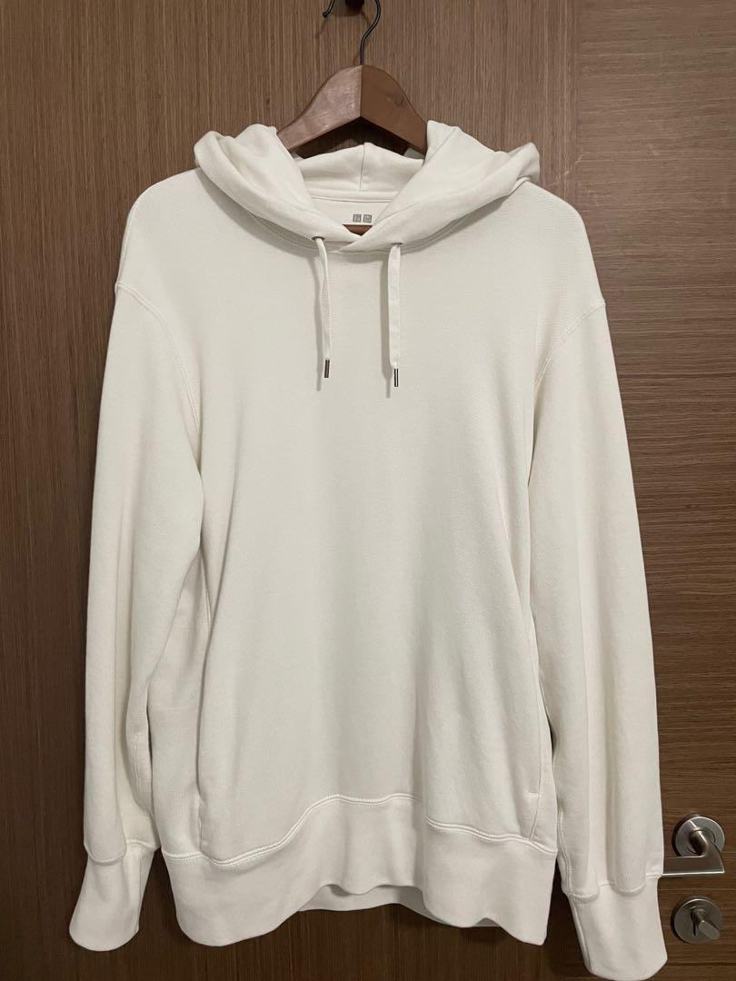 White mens top pullover hoodie