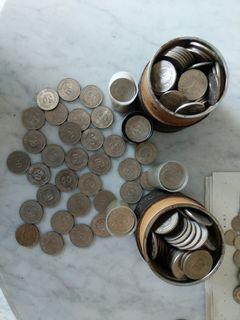 Vintage 1967 to 1984 old 50 cents singapore coins