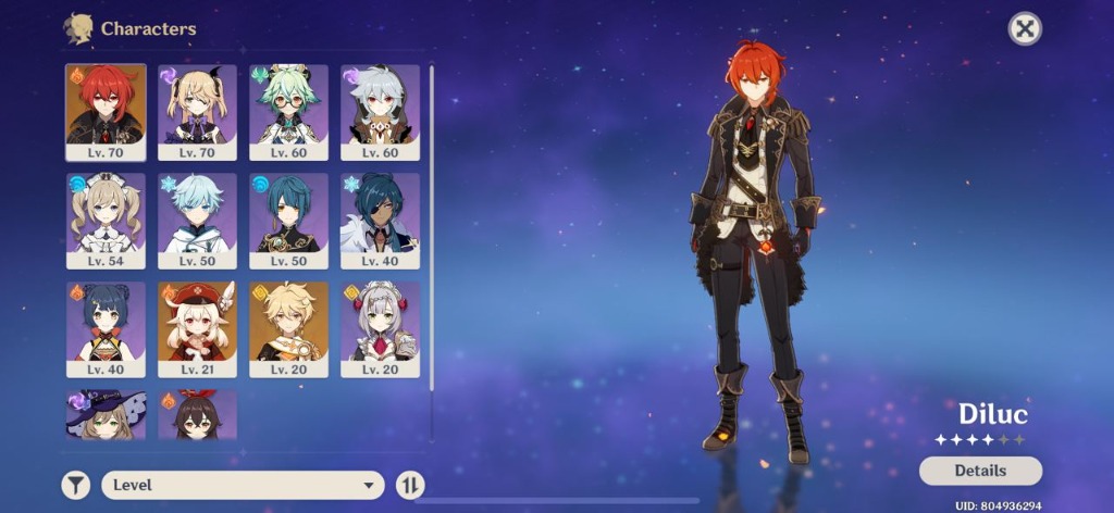 Wts Awesome Genshin Account Asia C1 Diluc C2 Fischl Klee Sucrose C1 Xing Qiu Video Gaming Video Games On Carousell