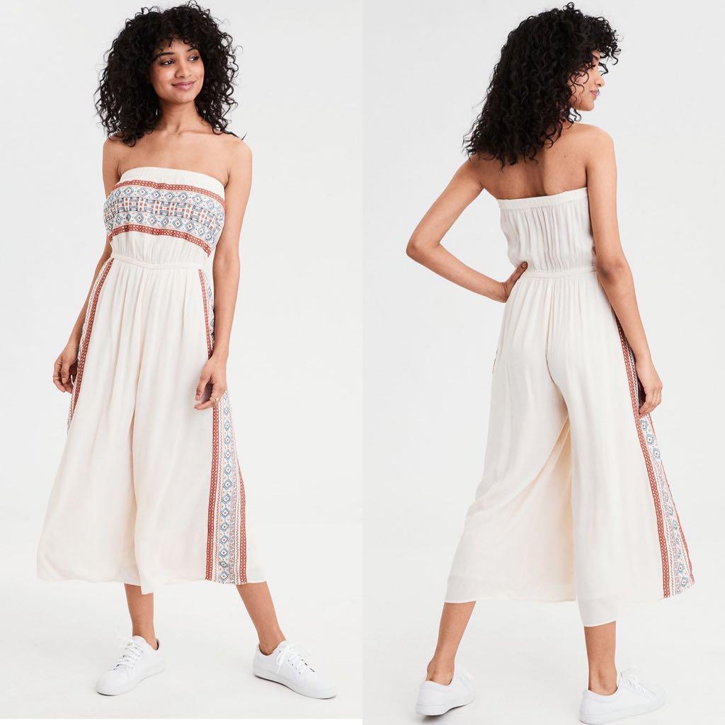 AEO American Eagle Embroidered Tube Jumpsuit
