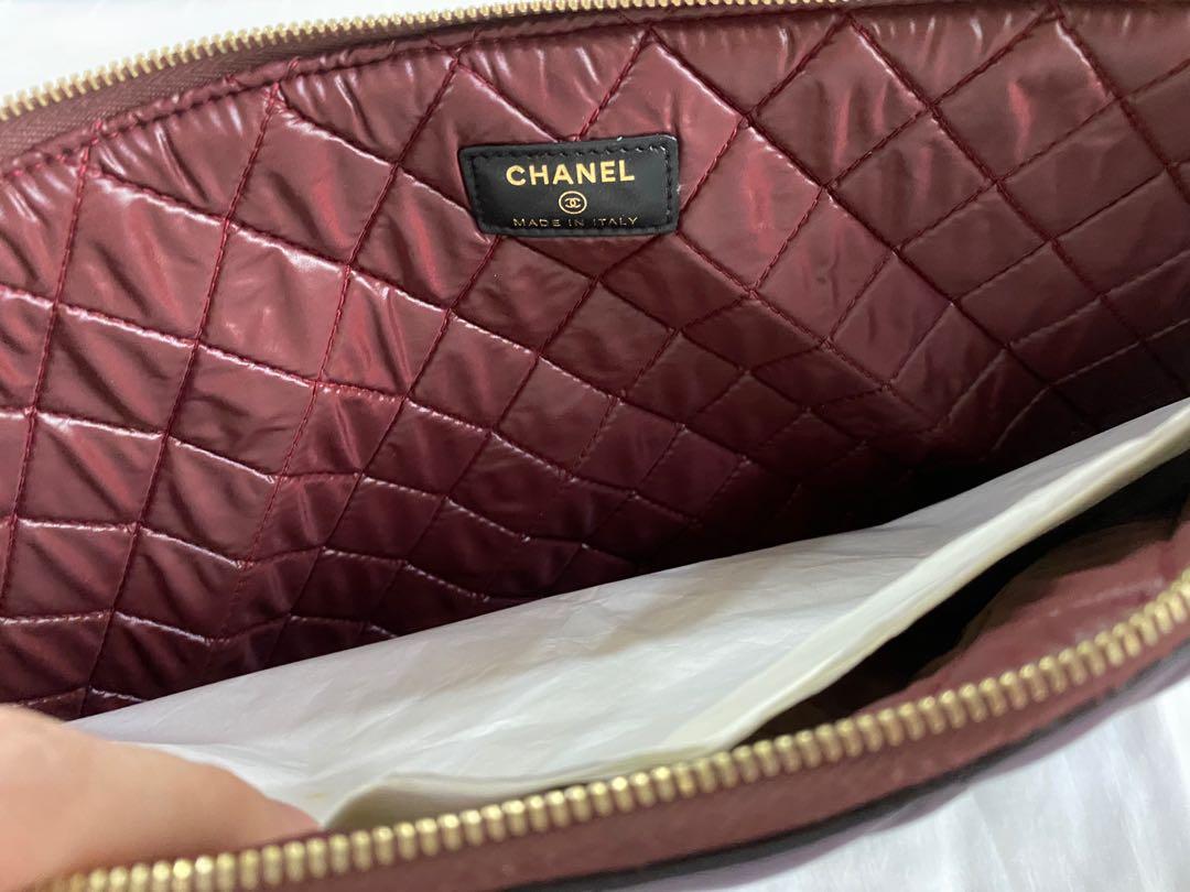 Chanel Black Quilted Lambskin Double Pocket Zip Around iPad Case