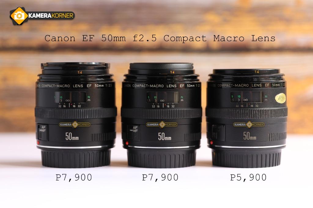 Canon EF 50mm f2.5 Compact Macro Lens, Photography, Lens  Kits on Carousell