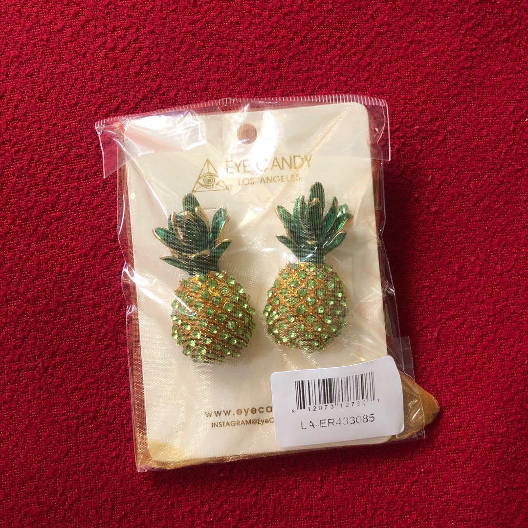 Eye Candy Los Angeles Sophia Pineapple Zirconia Fruit Earrings