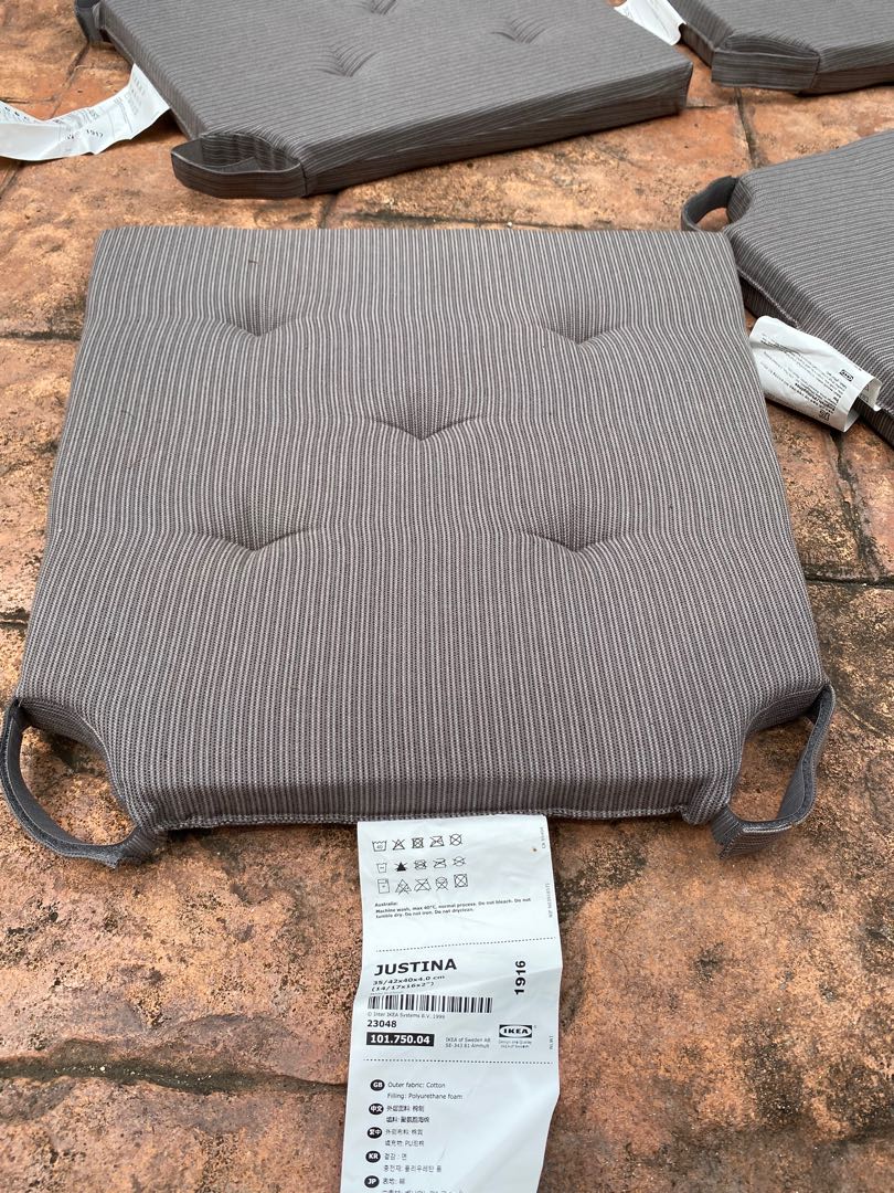 IKEA Justina Chair Pad Grey (set of 4 pieces), Furniture & Home