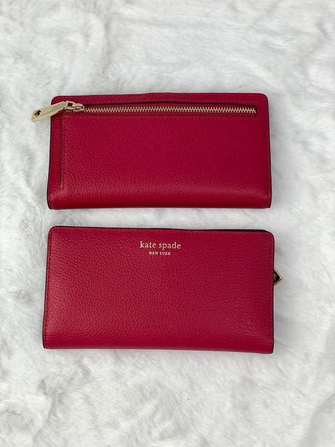 Kate Spade Eva Large Slim Bifold Wallet in Red Cake Luxury Bags