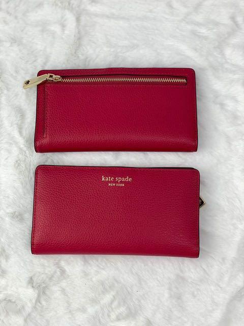 Kate Spade Eva Large Slim Bifold Wallet in Red Cake, Luxury, Bags & Wallets  on Carousell