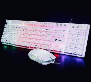 Keyboard Rainbow Gaming USB Wired Keyboard colorful button mouse suit LED Backlit Keyboard