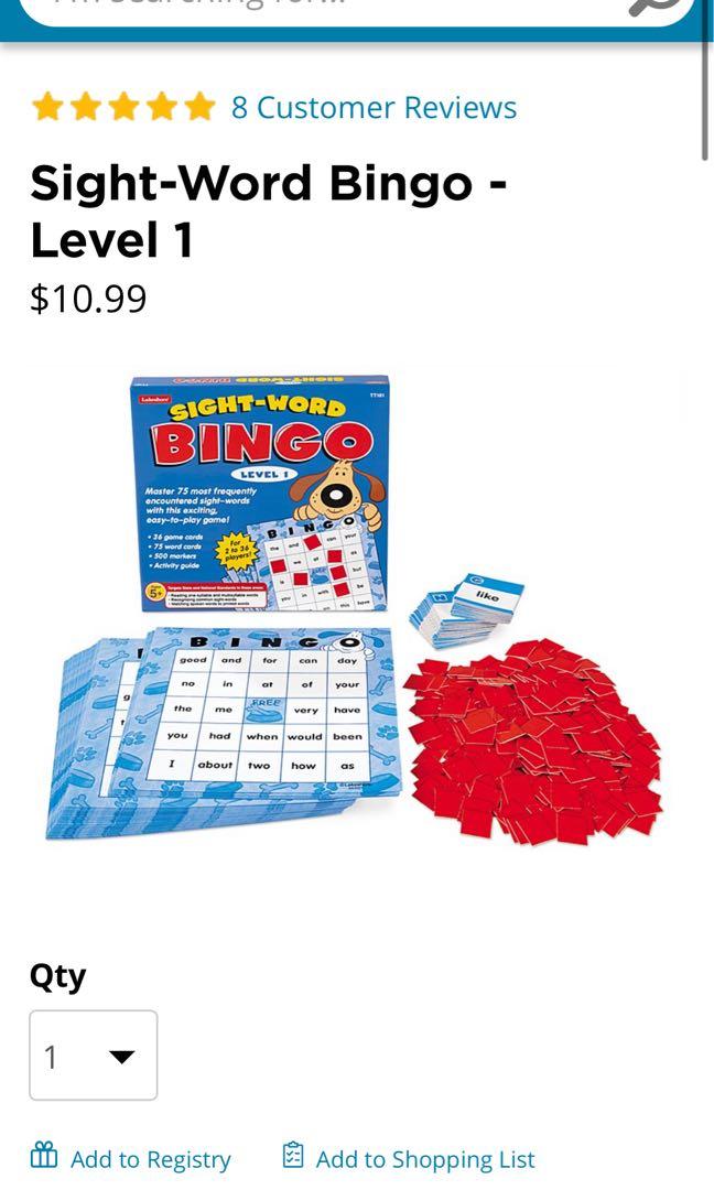 Lakeshore Learning Bingo Sight Words, Hobbies & Toys, Toys & Games on ...