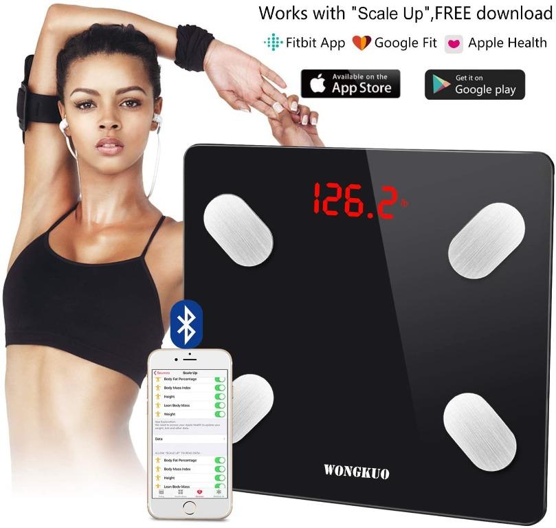 Bluetooth Smart Body Fat Scale WONGKUO 24 Key Body Composition Monitor  Wireless Digital Bathroom Weight Scale Health Analyzer Free iOS and Android