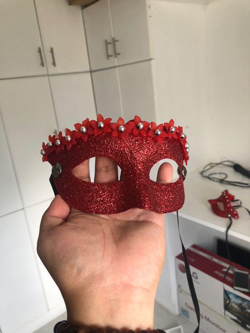 Masquerade Mask Red Flowers (Category: Occasions & Party Supplies) located in Pasig City. Submitted by bryanvain (Listing ID 1048111472, Image 2). Description: - Handmade - COD via shapi app - Custom colors available (limited colors only) - PM in advance NO RUSH ORDERS.