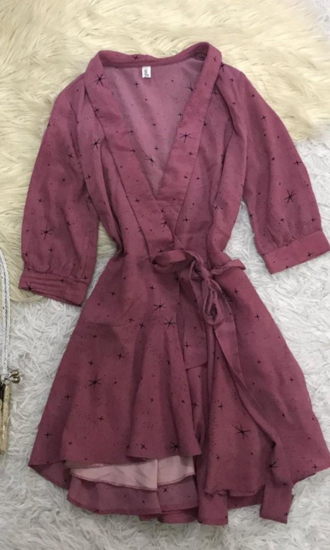 mauve wrap dress