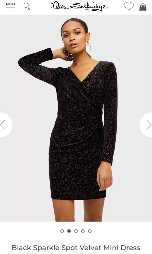 Miss selfridge online black velvet dress