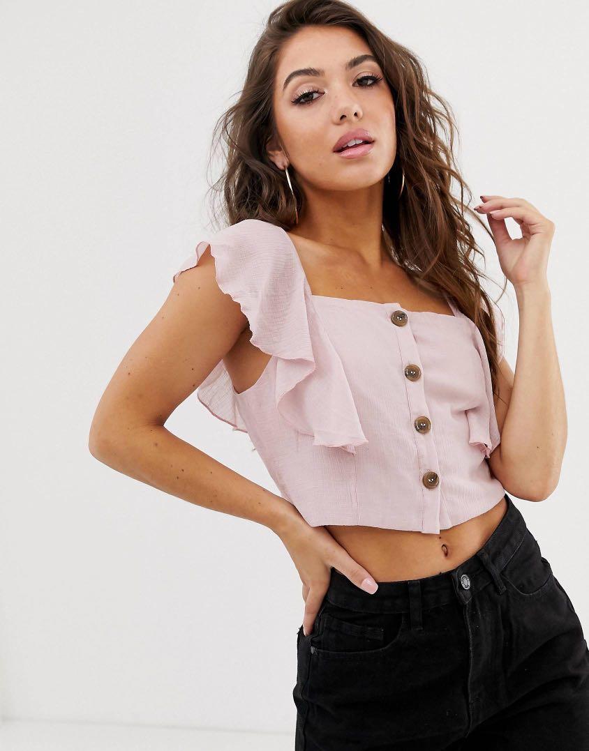 MISSGUIDED Lace Puff Sleeve Crop Top, Women's Fashion, Tops, Sleeveless on  Carousell