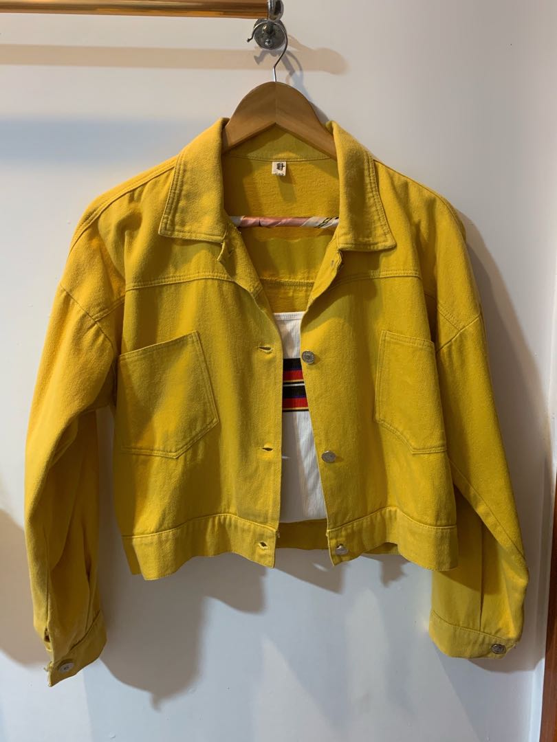 MUSTARD YELLOW CROPPED JACKET, Women's Fashion, Coats, Jackets and