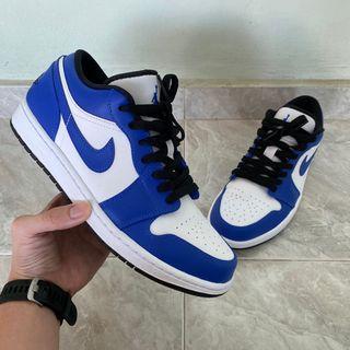 white and royal blue shoes