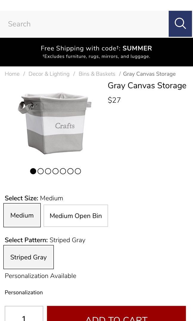 Pottery Barn Kids Canvass Storage in Medium (Category: Storage Boxes & Baskets) located in Taguig. Submitted by bykkkjjj (Listing ID 1048077070, Image 3). Description: Brand new Overall 12” diameter, 10” high Weight 1.25 pounds .