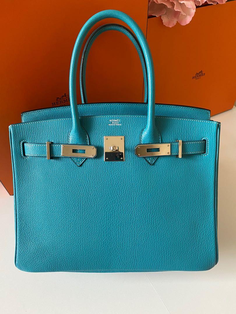 Hermes Birkin 30 Turquoise Togo Gold Hardware Stamp x