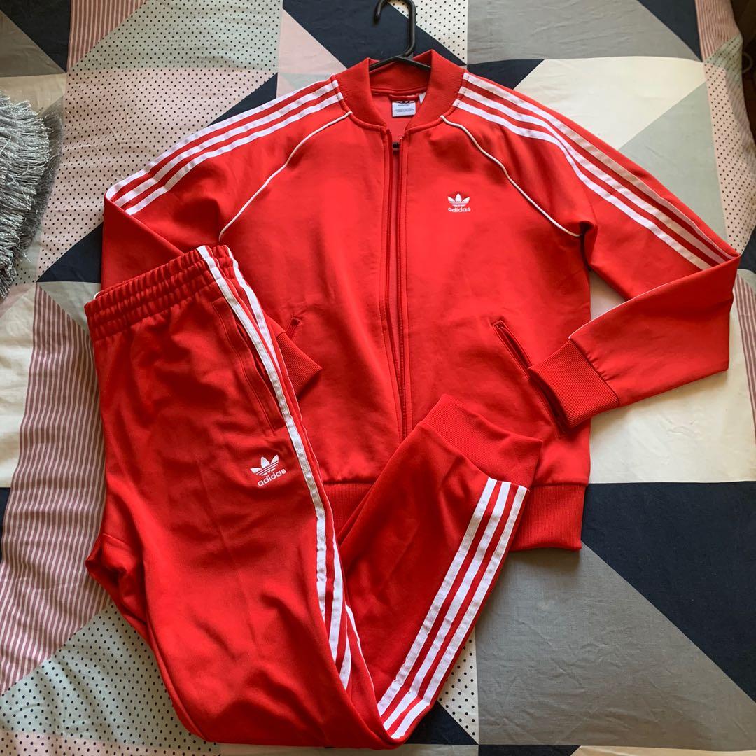 red adidas tracksuit womens