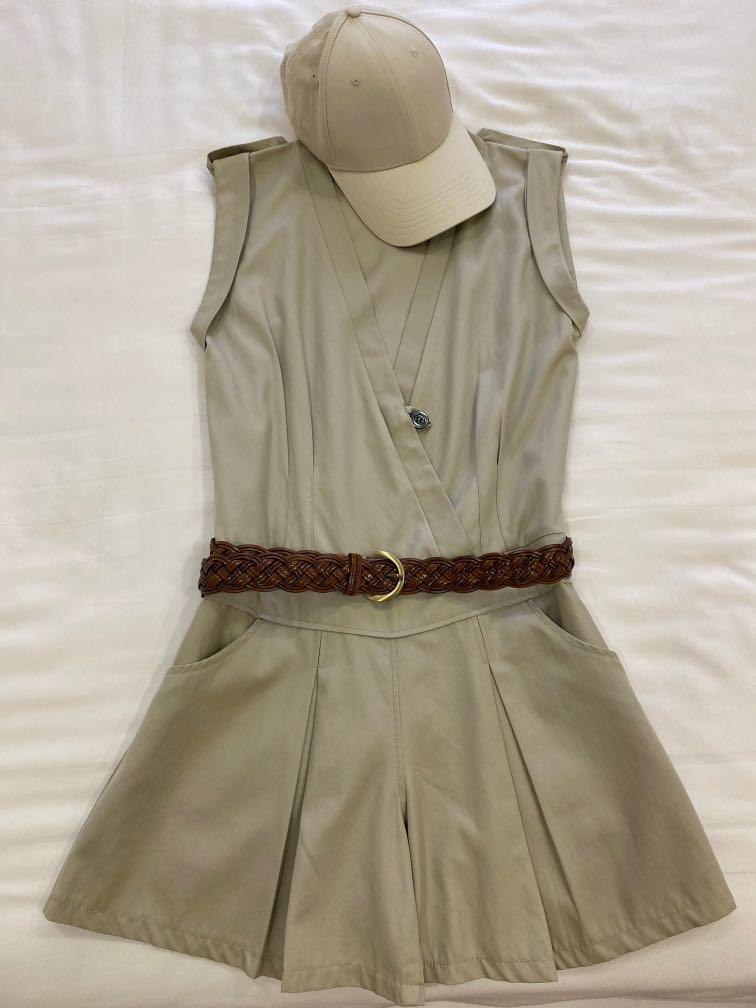Khaki safari jumpsuit