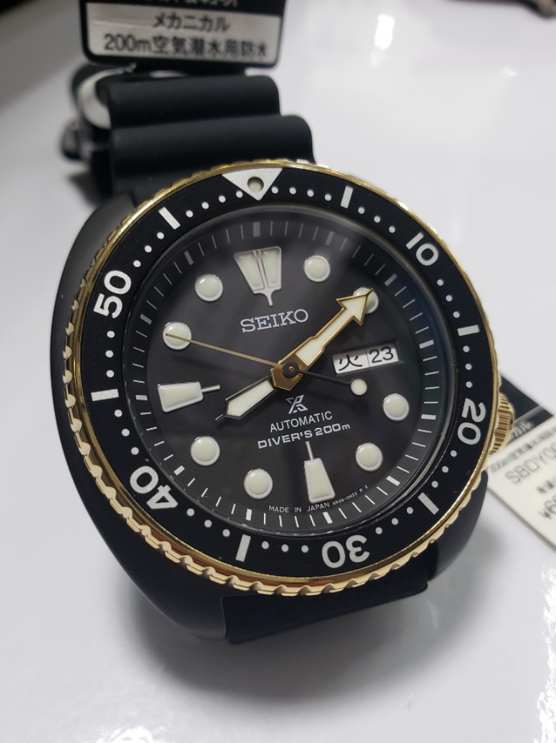 日本星期Seiko Prospex SBDY004 黑金鮑魚made in Japan, 名牌, 手錶- Carousell