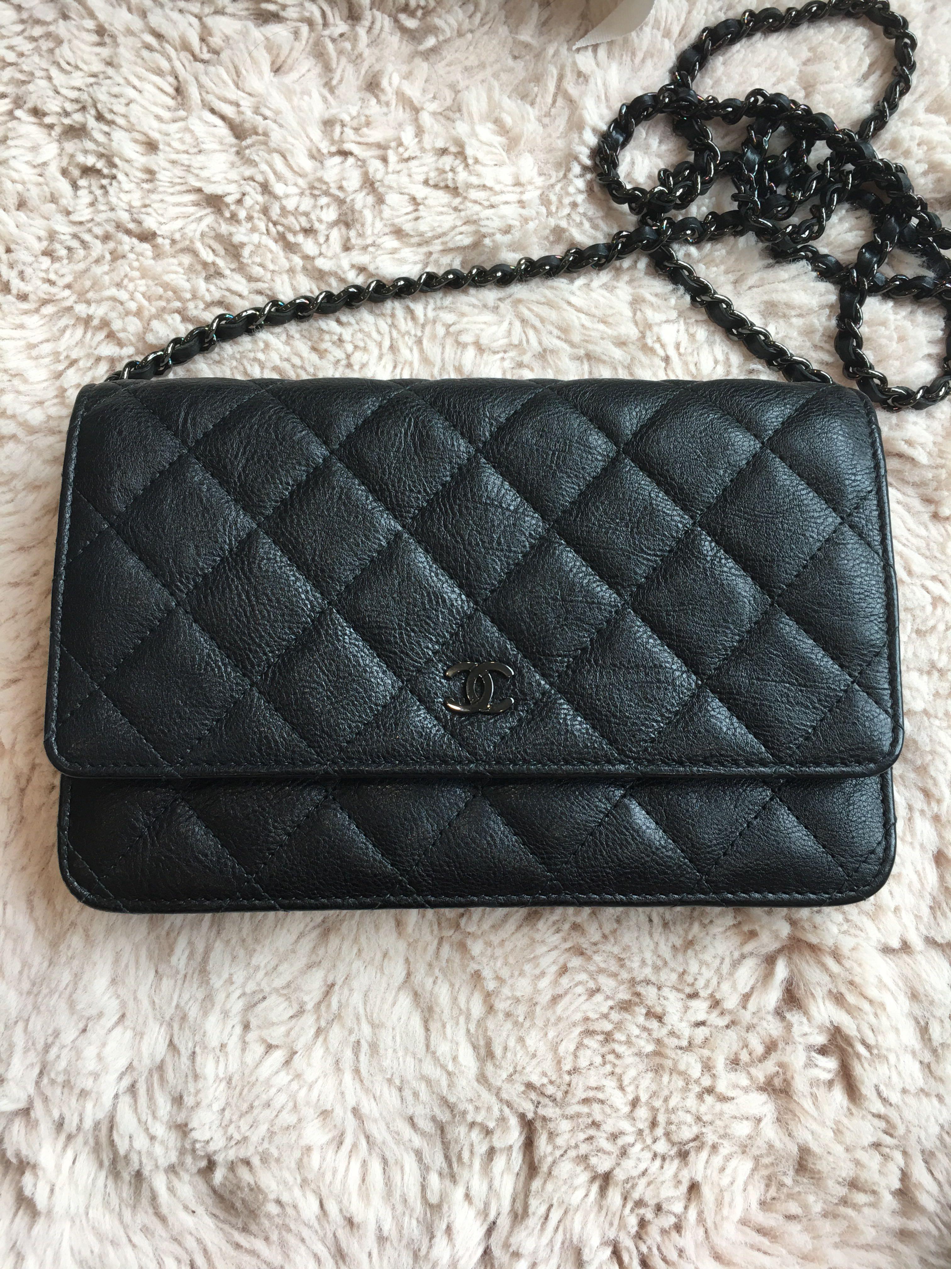 New CHANEL 2023 Wallet on Chain Caviar Leather Black WOC Bag SILVER HW  MICROCHIP