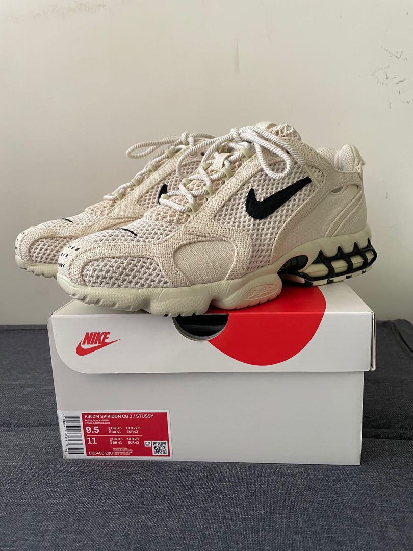 Stussy Nike Air Zoom Spiridon Cage 2 Fossil US9.5, 男裝, 鞋, 波鞋 割引卸し売り Stussy Nike air 28 fossil spiridon zoom スニーカー
