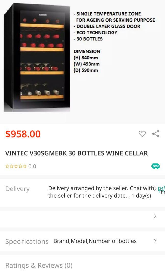 Vintec Wine Fridge/Chiller, TV & Home Appliances, Kitchen Appliances
