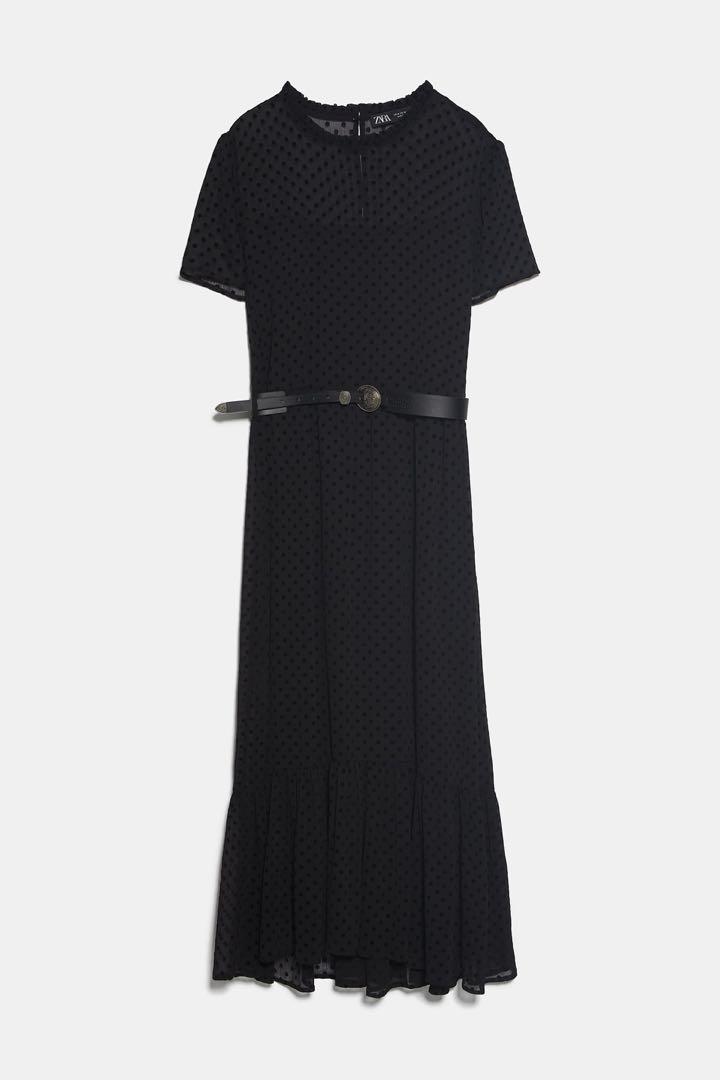 Zara dotted best sale mesh print dress
