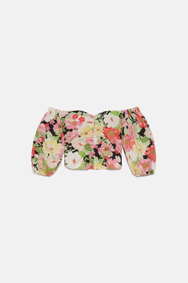 Zara floral printed top, Women's Fashion, Tops, Blouses on Carousell