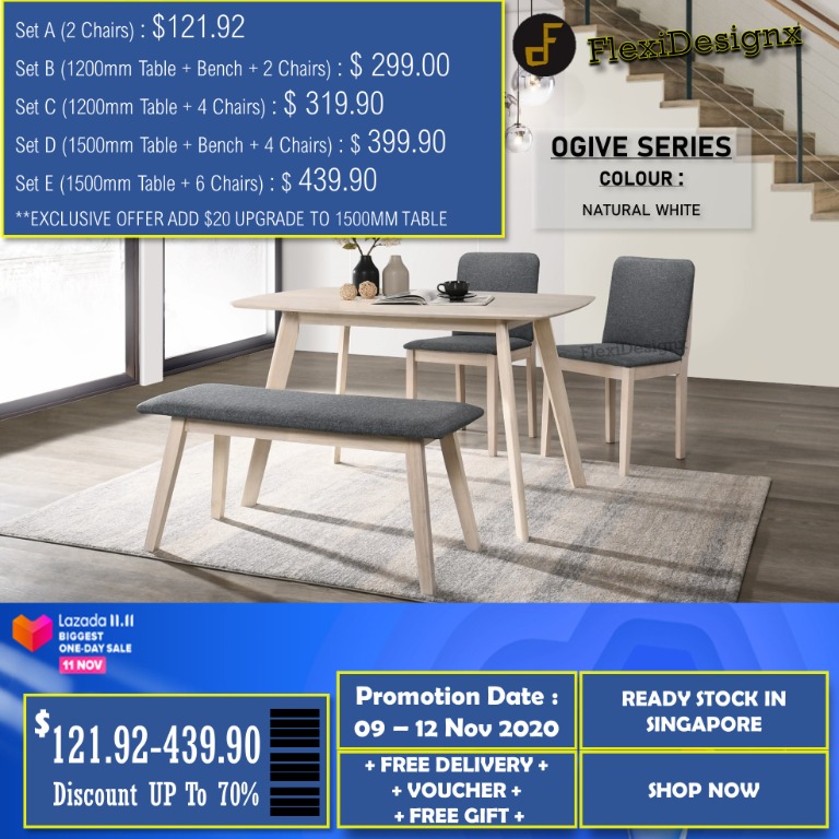 11 11 Mega Sales 4 Seater Dining Set Solid Table Furniture Tables Chairs On Carousell