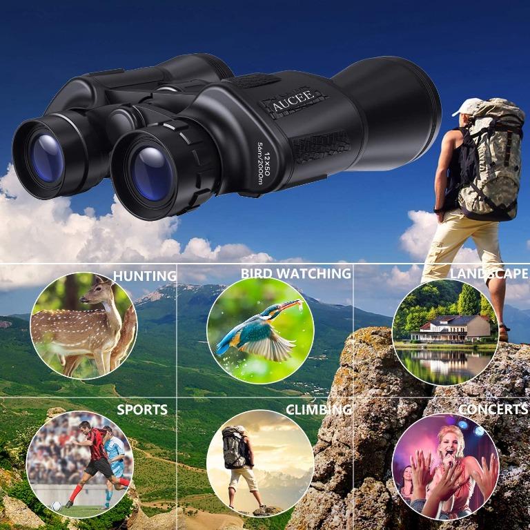 12x50 Binoculars for Adults AUCEE Compact Binoculars for Bird Watching Hunting Travel Hiking Waterproof HD Binoculars for Concerts Football Outdoors