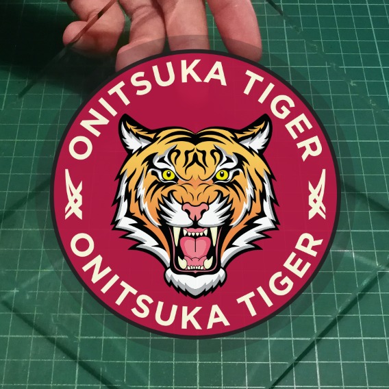 ASICS ONITSUKA TIGER . Removable Static Cling Car Decal . 11cm diameter ...