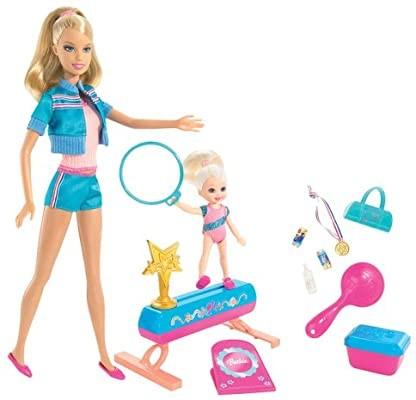 Barbie gymnastics coach on sale and student playset