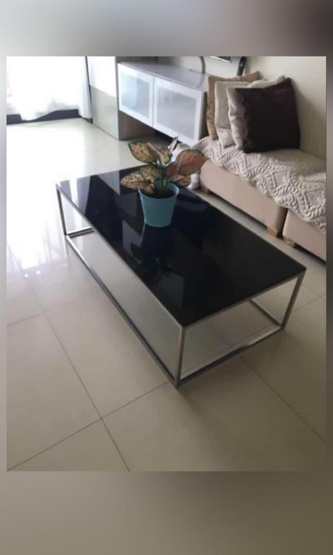 Black Tempered Glass Coffee Table 120cm X 60cm Furniture Home Living Furniture Tables Sets On Carousell